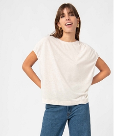 GEMO Tee-shirt femme loose et pailleté Beige