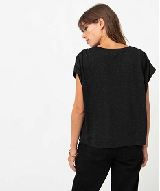 tee-shirt femme loose et paillete noirD402601_3