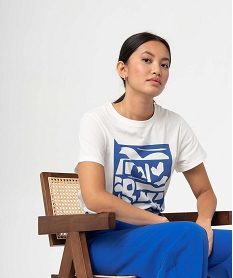 GEMO Tee-shirt femme avec large motif sur lavant Beige