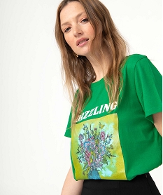 GEMO Tee-shirt femme à manches courtes avec motif XXL vert standard
