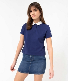 polo femme a manches courtes avec col contrastant - camps united bleu t-shirts manches courtesD403501_1