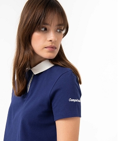 polo femme a manches courtes avec col contrastant - camps united bleu t-shirts manches courtesD403501_2