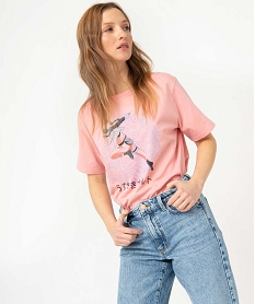 tee-shirt femme avec motif manga - naruto rose t-shirts manches courtesD403601_1