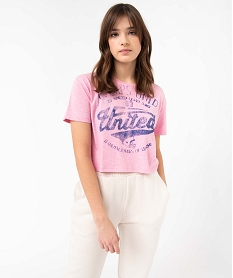 tee-shirt femme a manches courtes inscription xxl - camps united rose t-shirts manches courtesD403701_2