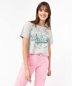 GEMO Tee-shirt femme à manches courtes inscription XXL - Camps United Gris