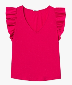 tee-shirt femme paillete a manches courtes volantees rose t-shirts manches courtesD404001_4