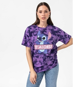 tee-shirt femme a manches courtes avec motif stitch - disney violet t-shirts manches courtesD404401_1