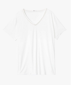 tee-shirt femme grande taille avec col v fantaisie blancD404801_4