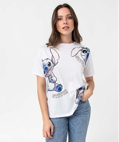 tee-shirt femme avec motifs stitch - disney blanc t-shirts manches courtesD404901_1