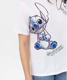 tee-shirt femme avec motifs stitch - disney blanc t-shirts manches courtesD404901_2