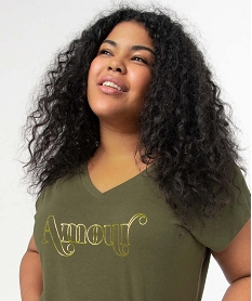 tee-shirt femme grande taille loose a manches courtes et motif vert tee-shirts tops et debardeursD405601_2