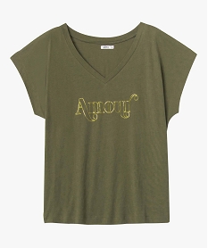 tee-shirt femme grande taille loose a manches courtes et motif vert tee-shirts tops et debardeursD405601_4