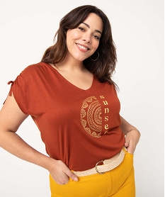 tee-shirt femme grande taille loose en maille fluide orangeD406001_2