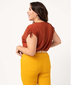 tee-shirt femme grande taille loose en maille fluide orangeD406001_3