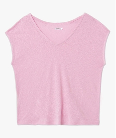 tee-shirt femme a col v et manches ultra courtes rose t-shirts manches courtesD406901_4