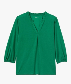 tee-shirt femme a manches 34 vert t-shirts manches longuesD407401_4