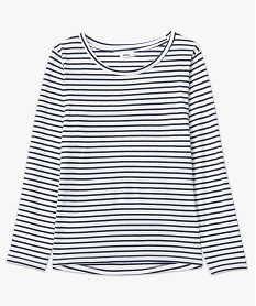 tee-shirt raye a manches longues femme bleu t-shirts manches longuesD408701_4