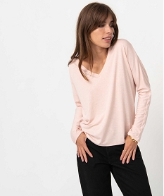 ACCESSOIRE MARRON TEE-SHIRT ROSE PALE:40289570692-Polyester////