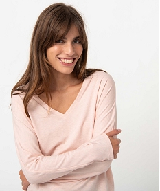 tee-shirt femme a manches longues en maille scintillante rose t-shirts manches longuesD410001_2