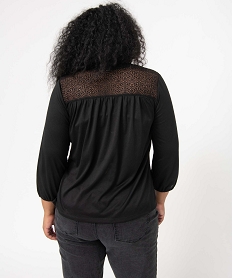 tee-shirt femme grande taille a dentelle et manches 34 noir t-shirts manches longuesD410501_3