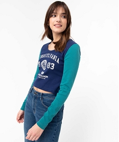 GEMO Tee-shirt femme bicolore - Camps United Bleu