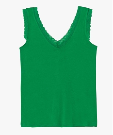 debardeur avec col v en dentelle femme vert t-shirts col vD412201_4