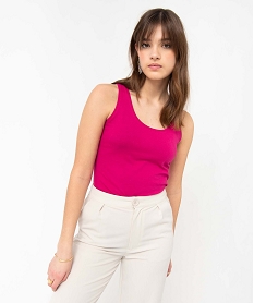 debardeur femme uni col rond rose debardeursD412801_1