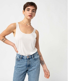 GEMO Débardeur femme avec emmanchures festonnées blanc chine