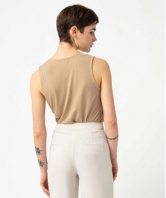 debardeur femme avec col v fantaisie beige debardeursD414001_3