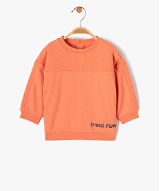 GEMO Sweat bébé garçon à plastron matelassé orange standard
