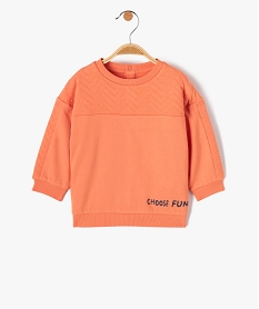 GEMO Sweat bébé garçon à plastron matelassé Orange