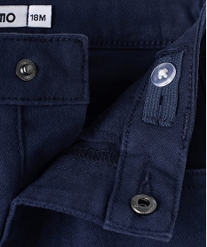 pantalon bebe garcon slim en toile extensible unie bleuD419601_2