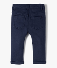 pantalon bebe garcon slim en toile extensible unie bleuD419601_3