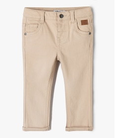GEMO Pantalon bébé garçon slim en toile extensible unie Beige
