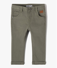 GEMO Pantalon bébé garçon slim en toile extensible unie Vert