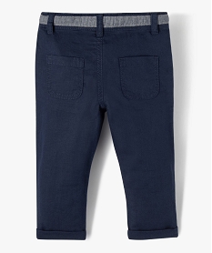 pantalon bebe garcon en lin avec ceinture bicolore bleu pantalonsD420401_3