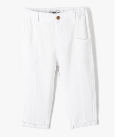 GEMO Pantalon bébé garçon élégant en lin blanc vif