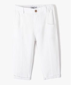 pantalon bebe garcon elegant en lin blanc pantalonsD420501_1