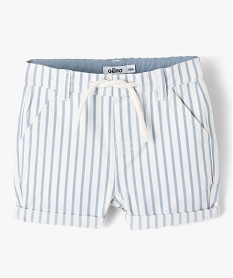 GEMO Bermuda bébé garçon en toile de coton blanc vif