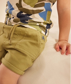 GEMO Bermuda bébé garçon en toile stretch et grandes poches - LuluCastagnette Vert