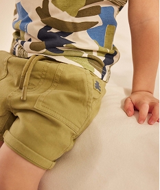GEMO Bermuda bébé garçon en toile stretch et grandes poches - LuluCastagnette vert standard