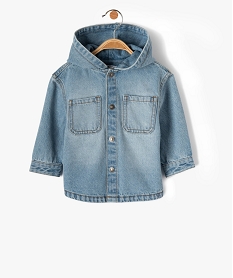 chemise en jean bebe garcon a capuche et fermeture pressionnee bleu chemisesD421601_1