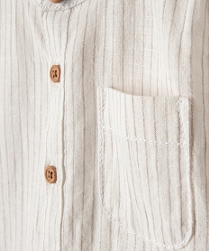chemise bebe garcon a manches longues et col mao en lin blancD421701_2