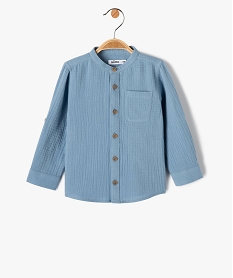 GEMO Chemise à manches longues en double gaze de coton bébé garçon bleu standard