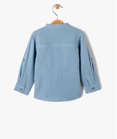 chemise a manches longues en double gaze de coton bebe garcon bleu chemisesD421801_3