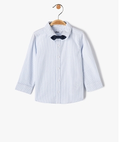 GEMO Chemise bébé garçon à manches longues rayée avec noud papillon Bleu