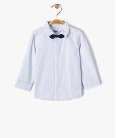 GEMO Chemise bébé garçon à manches longues rayée avec nœud papillon Bleu