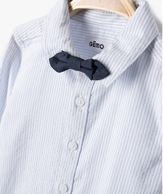chemise bebe garcon a manches longues rayee avec nœud papillon bleuD422001_2