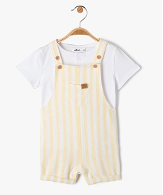 GEMO Ensemble bébé garçon 2 pièces : salopette courte et tee-shirt tunisien jaune standard