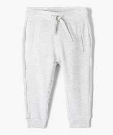 GEMO Pantalon bébé garçon en maille avec ceinture bord-côte Gris